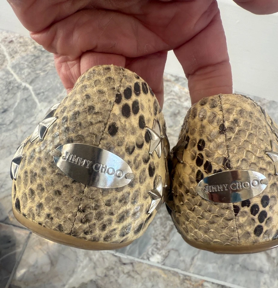 Jimmy Choo Pisos Estampado Animal con Estrellas Metal Plateado Talla IT 40 US 9 Foto 4 de 4