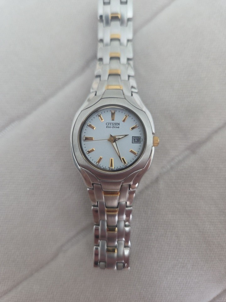 Citizen Women's EW1254-53A Eco-Drive Two-Tone Sliver Gold Watch.