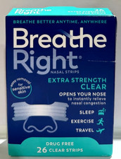 Breathe Right Extra Strength Clear Nasal Strips Drug-Free 26 Ct Exp:09/2030 dmg