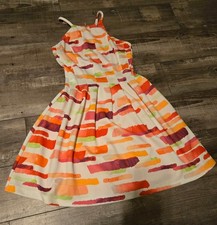 Vince Camuto Dress Sz2 Brush Stroke Vibrant Bright Fit & Flare Lined Summer