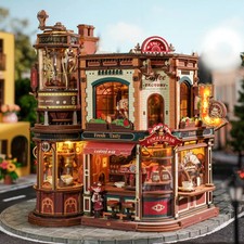 ROKR Dream Coffee Factory Music Box Wooden 3D Puzzle, DIY Model Kit 593pcs