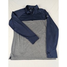 Nike Therma-FIT Mens Quarter Zip Pullover Navy Blue Gray Colorblock Fleece L