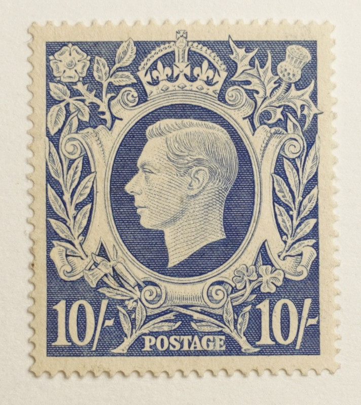 GB 1937-1947 King George VI Ten Shilling Definitive Postage Stamp