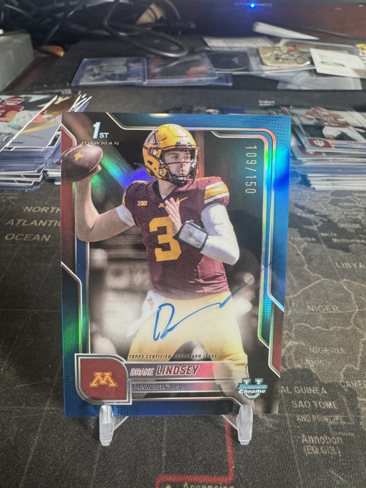 DRAKE LINDSEY Minny 2025 Bowman U University 1st Chrome True Blue AUTO # /150