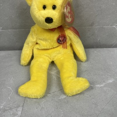 Ty Beanie Baby Tradee gelber Bär Plüschtier Stofftier mit Etikett Sammlerstück Bär Geschenk