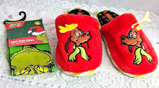 The Grinch Men's Socks  Childs Faux Fur Slippers Non-Slip US 2.5 Red/Green