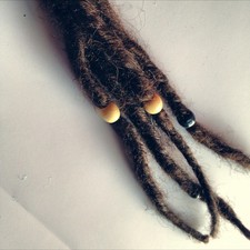 4 SE Single Ended Brown Dreads Dreadlocks Beads Hair Extensions