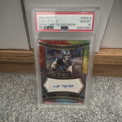 2024 Panini Select Sam LaPorta Signatures Tie-Dye Prizm #SP-24 /25 Auto PSA 10