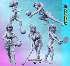 Sport Girls Pinup Miniature 5 mnis DnD 5E Pathfinder Anime Miniature
