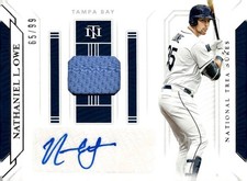 2019 National Treasures Nathaniel Lowe Game Gear Materials Signatures #/99