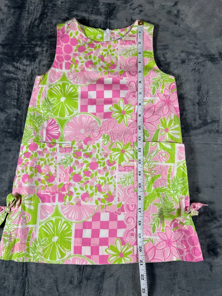LILLY PULITZER White Tag Girls 4T Pocket Shift Dress Juice Stand Elephant Pink - Image 4 of 4