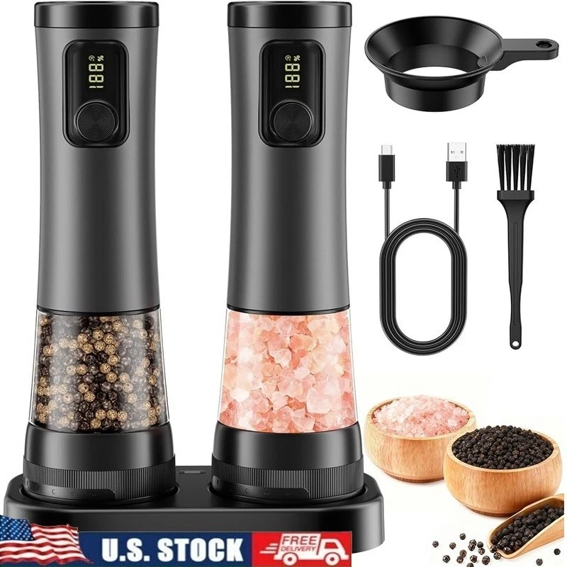 Rechargeable Electric Pepper Grinder Adjustable Coarse Grind LED Power Display