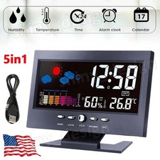 LED Digital Alarm Clock Snooze Calendar Thermometer Hygrometer Weather Display
