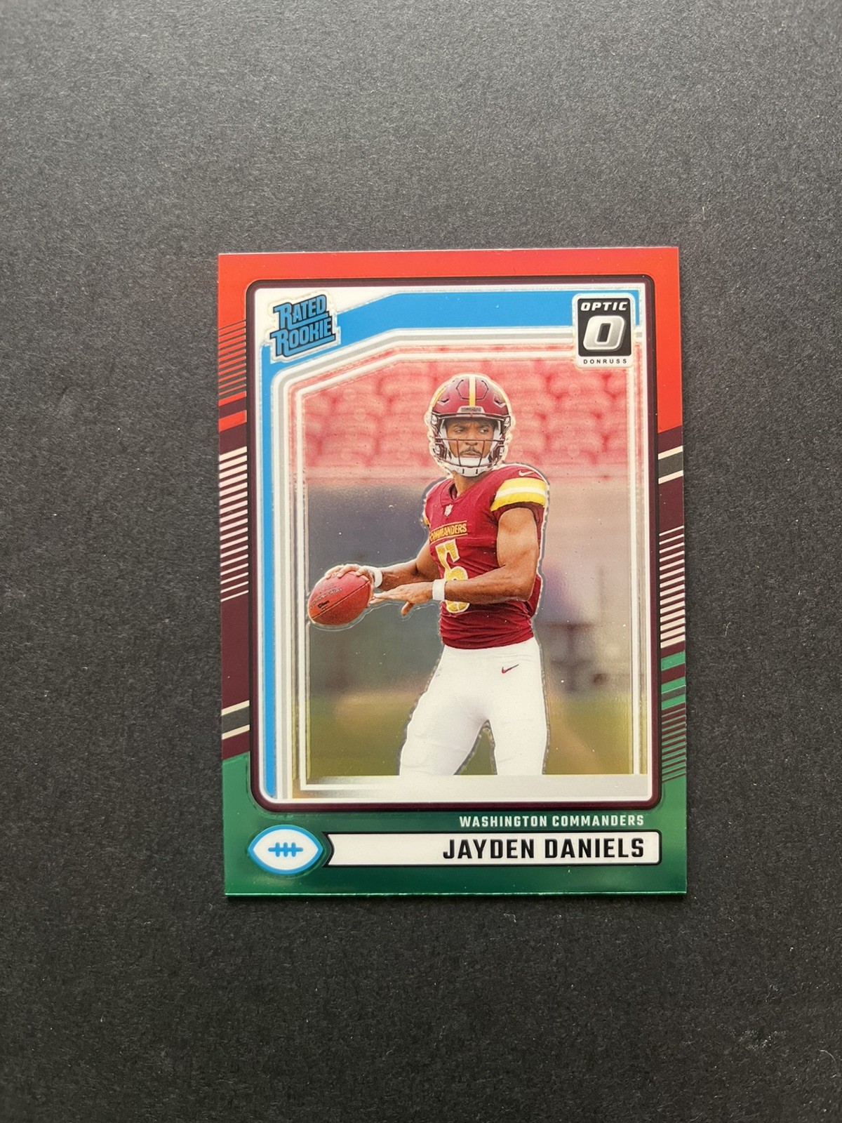 2024 Panini Donruss - Rated Rookie Jayden Daniels #389 Optic Preview Red & Green