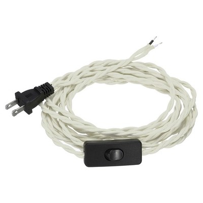 15Ft 18/2 Cloth Covered Lamp Cord with Plug Creamy White