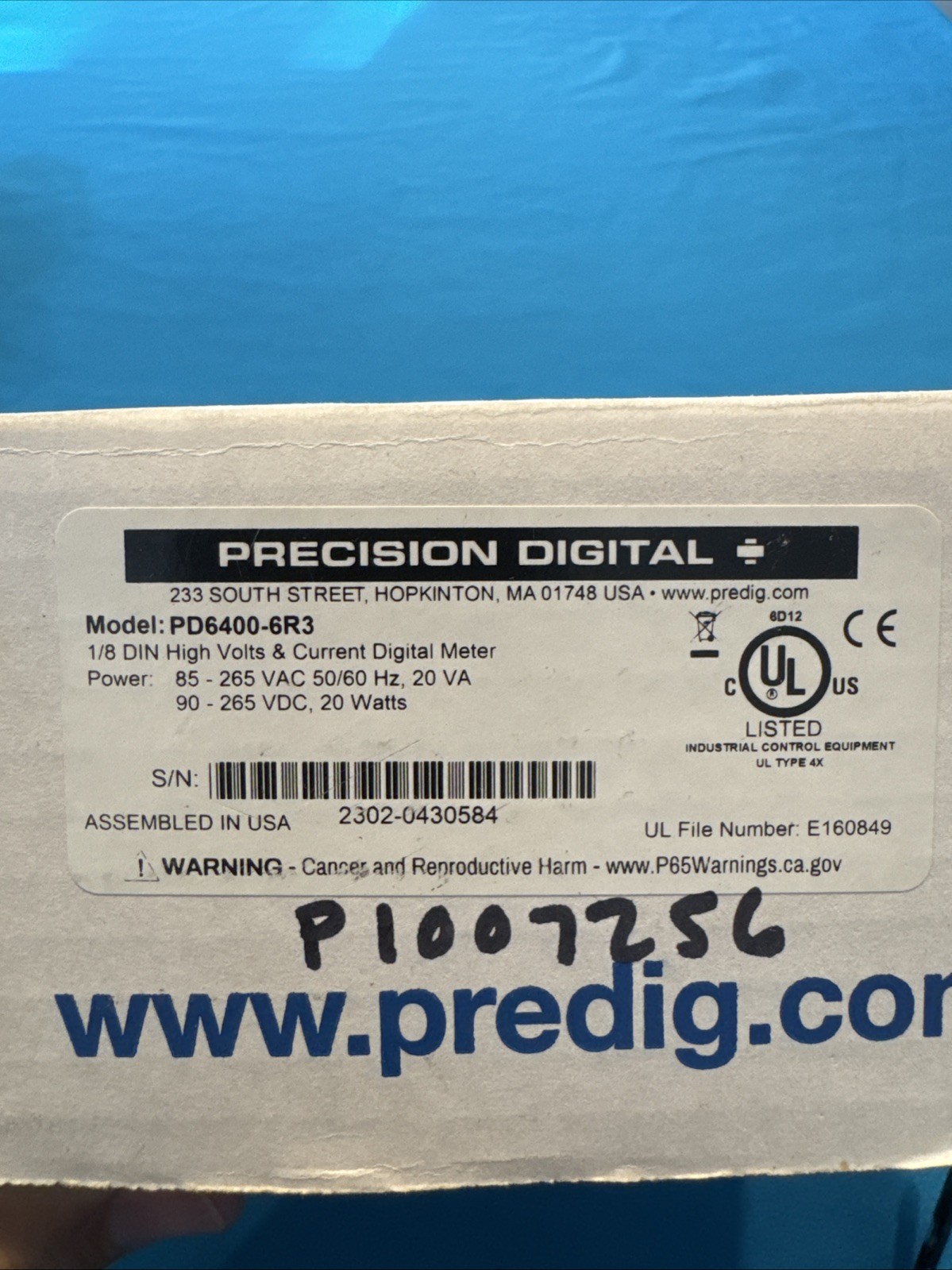 Precision digital PD6400-6R3 digital meter