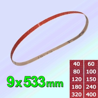 Schleifbänder 9x533mm Gewebe Schleifband Bänder Körnung P40-P400 / 1-50 Stück