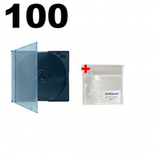 100 SLIM Black CD Jewel Cases  100 OPP Plastic Wrap Bag