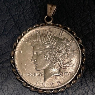 Peace Dollar Anhänger 1922 mit Sterling Lünette
