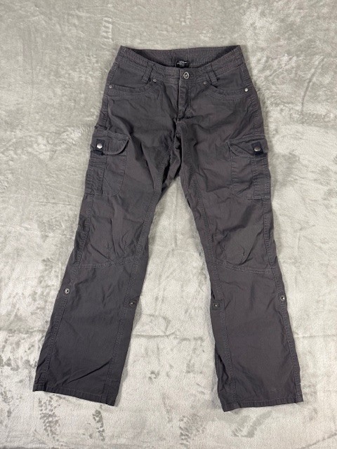 KUHL Women's Pants Gray Pockets Snap Zip Cargo Size  2 Short