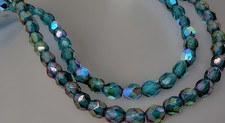 Czech Glass Faceted Beads Emerald AB 4mm Qty:50
