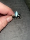 VTG STERLING SILVER RING / AQUA CATS EYE TOPAZ STYLE STONE / SIZE 8 1/2 / 925