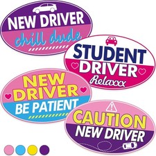 Student Driver Magnet for Car: 4Pcs Funny New Driver Magnet Sticker for Car, Cut