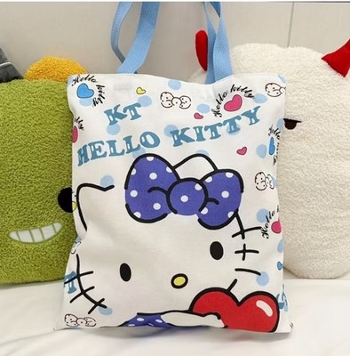 Hello Kitty And Friends Canvas Tote Bag Large Cute Book Bag Bows Heart