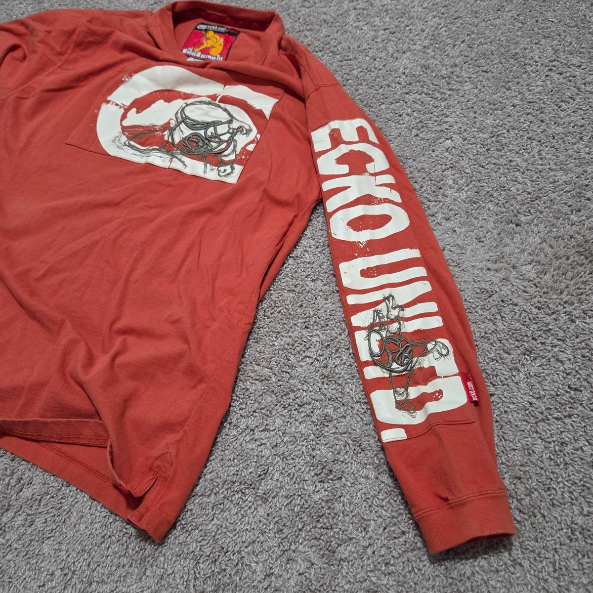 Ecko Unltd Complex Magic Dustman Tee Long Sleeve Rust Orange Rhino Size L View 5