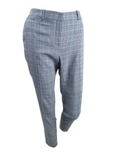 Tommy Hilfiger Women's Plaid Slim Fit Dress Pants 4, Grey/Blue Multi