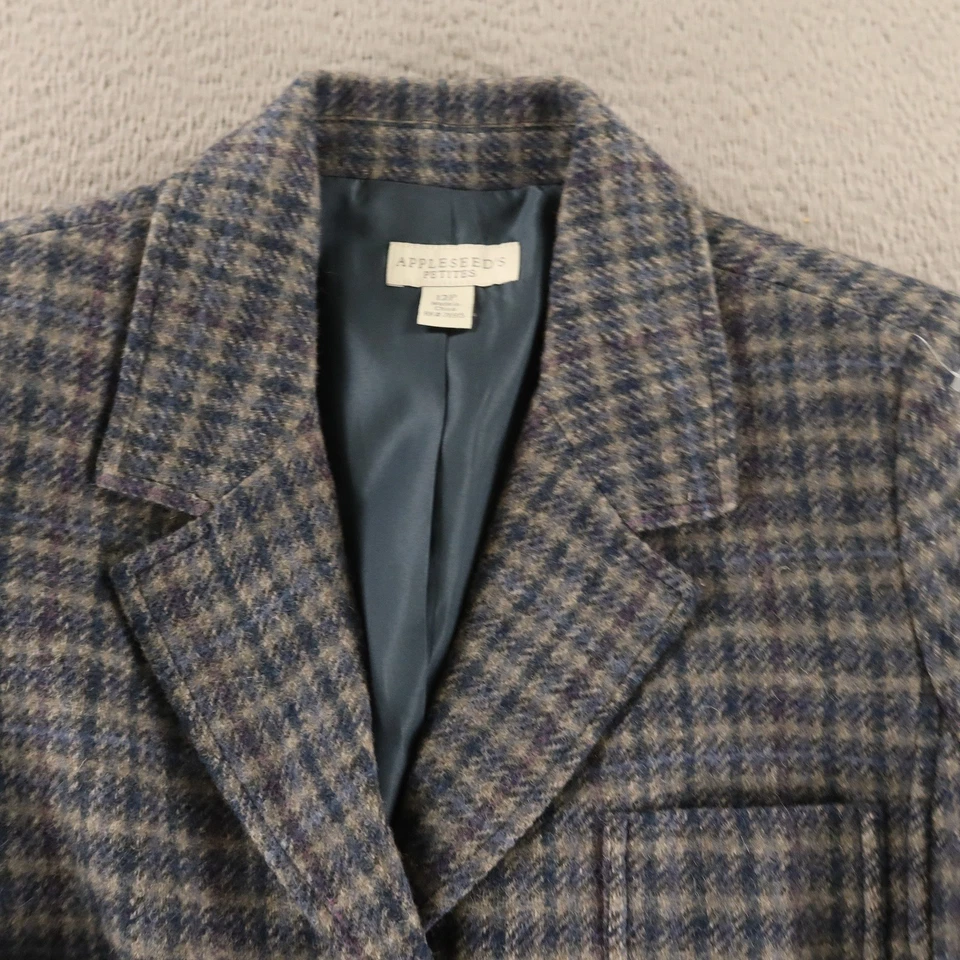 Chaqueta de tweed de colección para mujer 12 12P a cuadros 100 % lana forrada bolsillos blazer clásico Foto 2 de 4