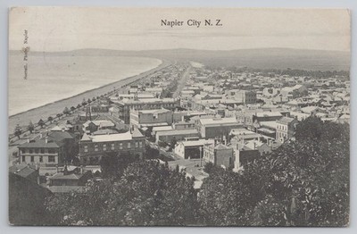 Napier City Panorama vor dem Erdbeben 1909 Neuseeland Postkarte J Chadwick