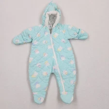 Vtg 70s 80s Cuddle Time Quilted Baby Bunting Snowsuit Bears Newborn USA Made