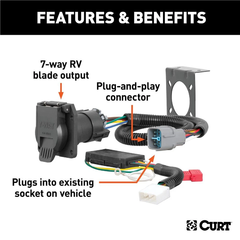 Conector de cableado personalizado Curt 56366 para Honda Pilot Ridgeline RT RTL RTL-E Sport Foto 3 de 4
