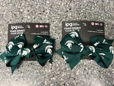 WOW! 2 Michigan State Spartans Hair Bows by IPG Team Sports & FAST FREE SHIP!