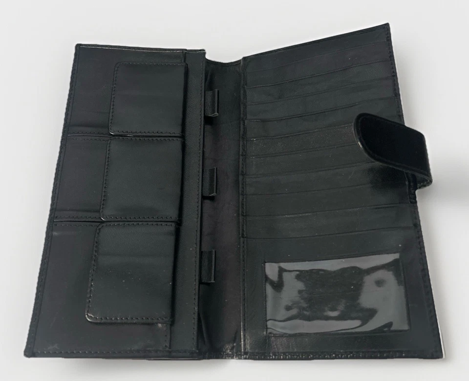 Vintage Genuine Leather Checkbook Wallet Organizer Black Hook & Loop Tab - Image 4 of 4