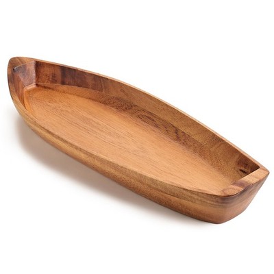 CAMLOT Lucky Boat Serving Tray, Acacia Solid Wood Interesting Shape Plate for Se