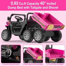 24V 2-Seater Ride On Dump Truck with Remote Control 4WD 6-Wheel Electric Car UTV