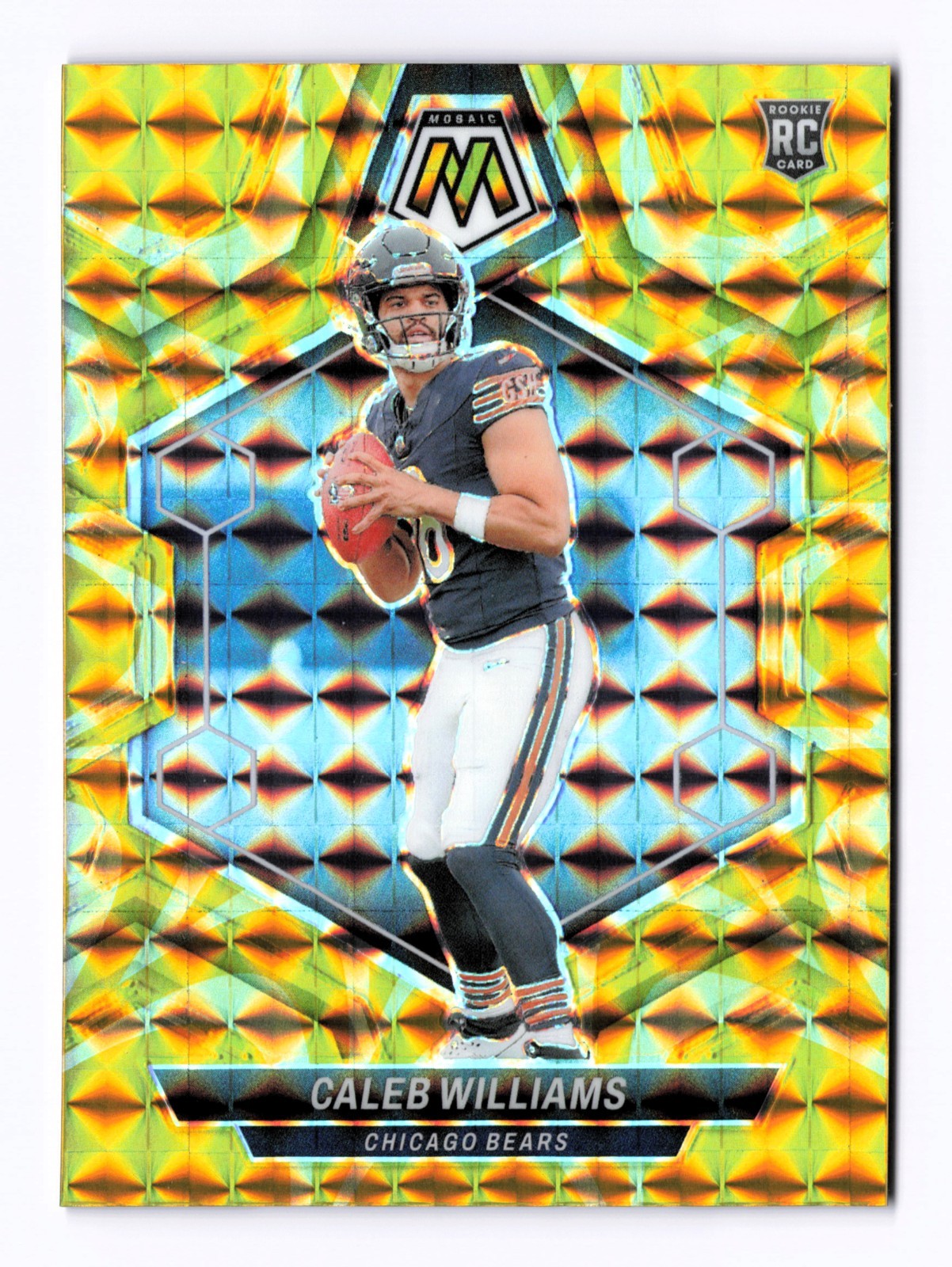 2024 Panini Mosaic #301 Caleb Williams RC Rookie Reactive Yellow Mosaic Prizm