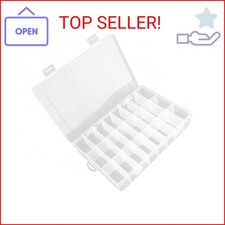 OALCQ 24 Grids Plastic Organizer Box With Dividers Clear Craft Storage Bead Orga