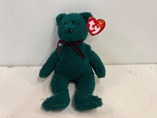 TY Beanie Baby 2001 Holiday Teddy Green Bear with Rare Tag Error