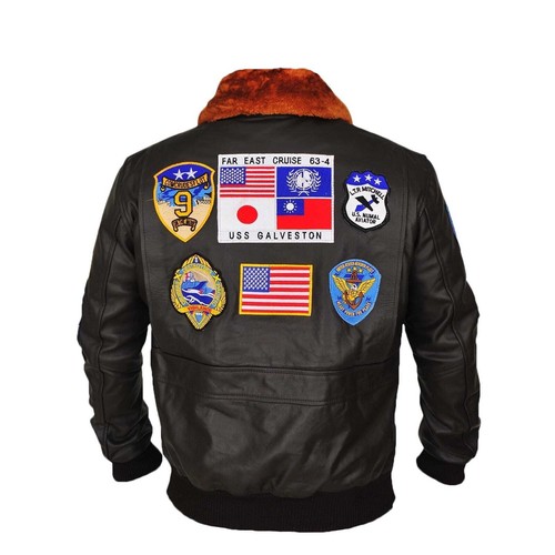 Pilot Top Gun Tom Cruise Men A2 Fighter Bomber Real Leather Jacket Classic Movie - 第 3/20 張圖片