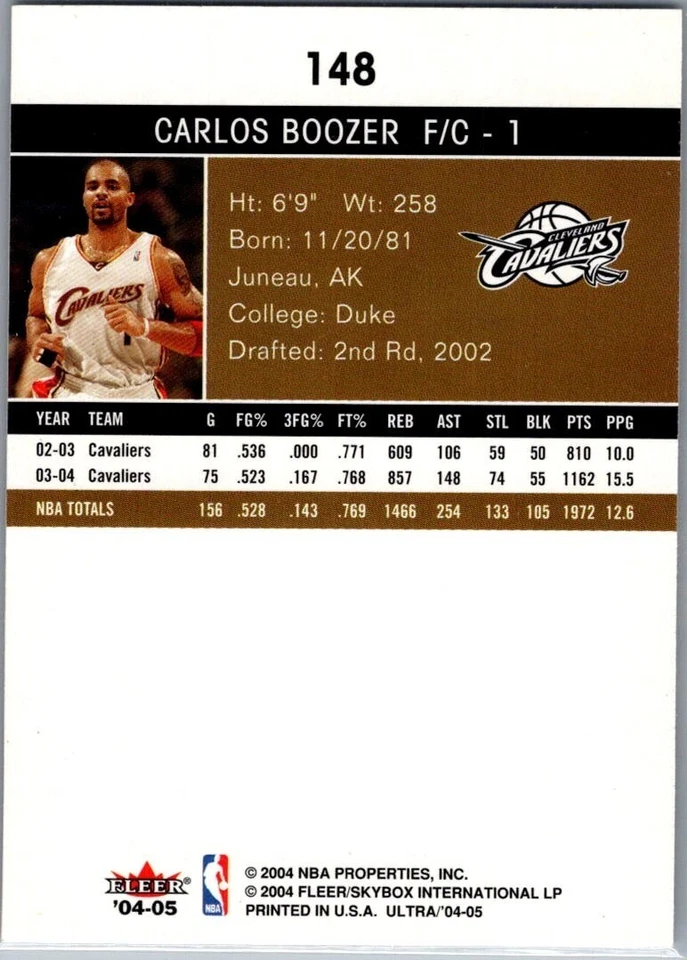 Fleer Ultra Carlos Boozer Cleveland Cavaliers #148 2004-05 Foto 2 de 2
