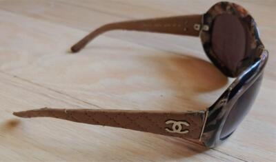 CHANEL サングラス 5115-Q ブラウン ゴールド ココマーク パイソン Chanel 5115-Q Brown Oval Sunglasses with Goat Skin Leather