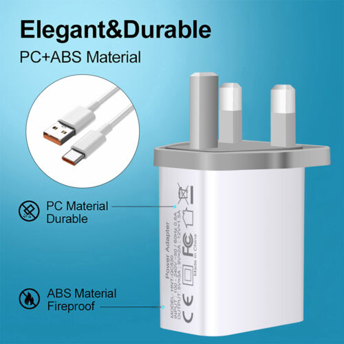 18W Fast Charging USB QC3.0 Power Adapter UK Socket Plug Wall Charger with Cable - Picture 8 of 21
