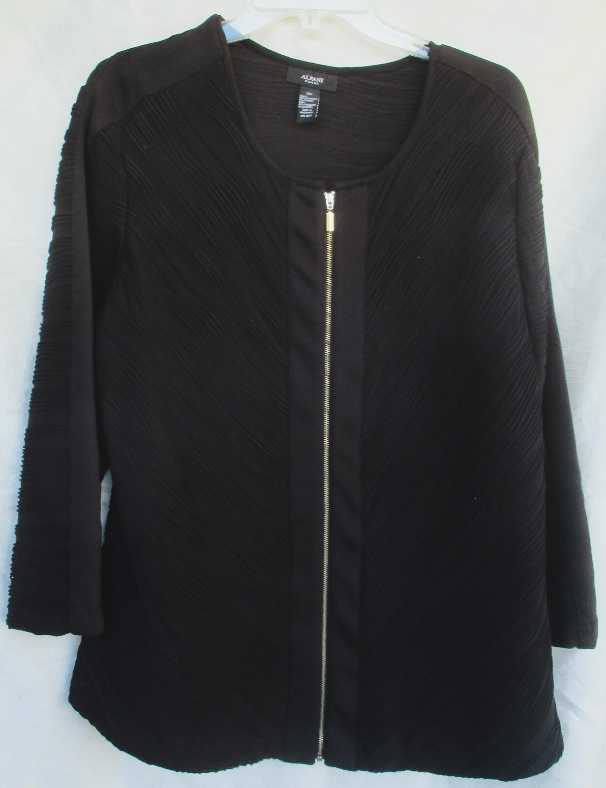 Chaqueta Blazer Mujer Alfani Cremallera Negra Manga Larga Texturizada Talla 3X