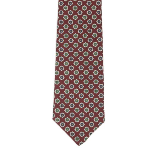 Brooks Brothers Round Geometric Floret Burgundy Red Men's Silk Neck Tie