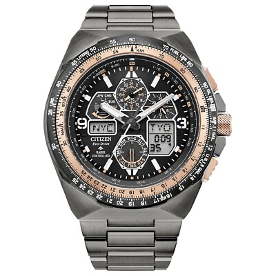 #ad Citizen Men#x27;s Air Perpetual Calendar Eco Drive Gray Watch 56 MM JY8146 54E $358.99