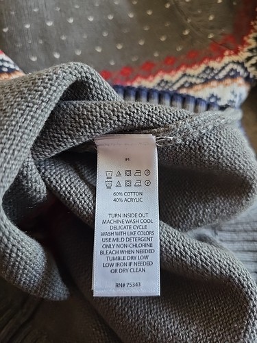 RORIE WHELAN ~ Size 4 ~ 1/4 Zip ~ Turtleneck Sweater ~ Cotton ~ GRAY Fair Isle - Picture 6 of 7