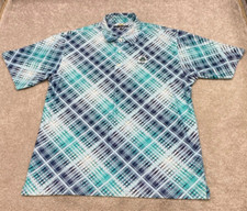 Greg Norman Polo Shirt Men's XL Short Sleeve Blue Geometric Design Golf 5243